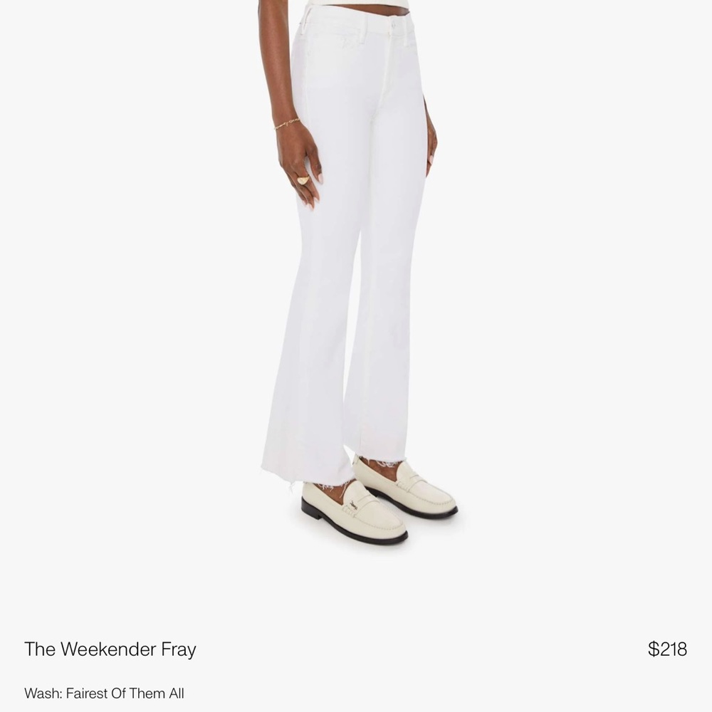 MOTHER White Denim weekender fray -29